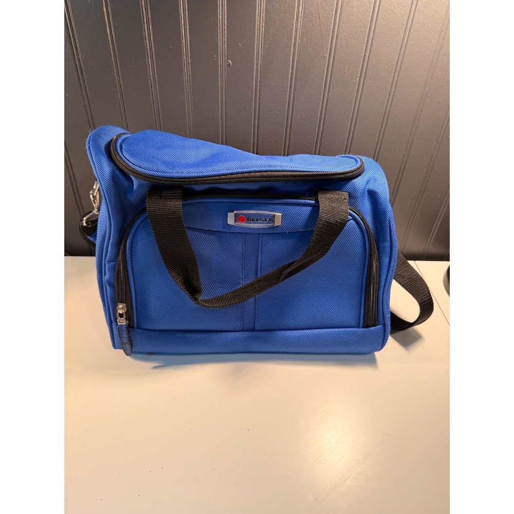 Delsey Paris Blue Travel Duffel Bag Carry On Shoulder Strap Organizer Pockets